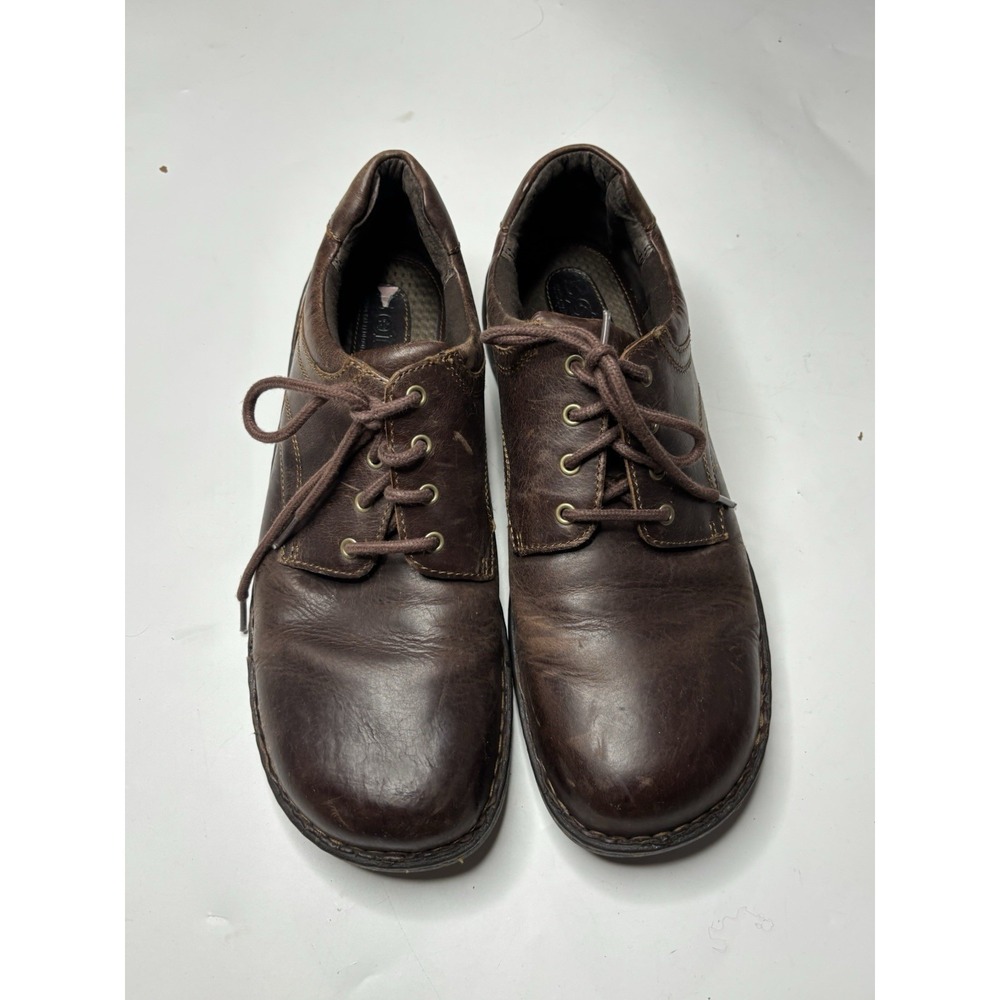 Born Men's 13M Round Toe Brown Leather Lace Up Oxford Shoes Granola Casual Basic